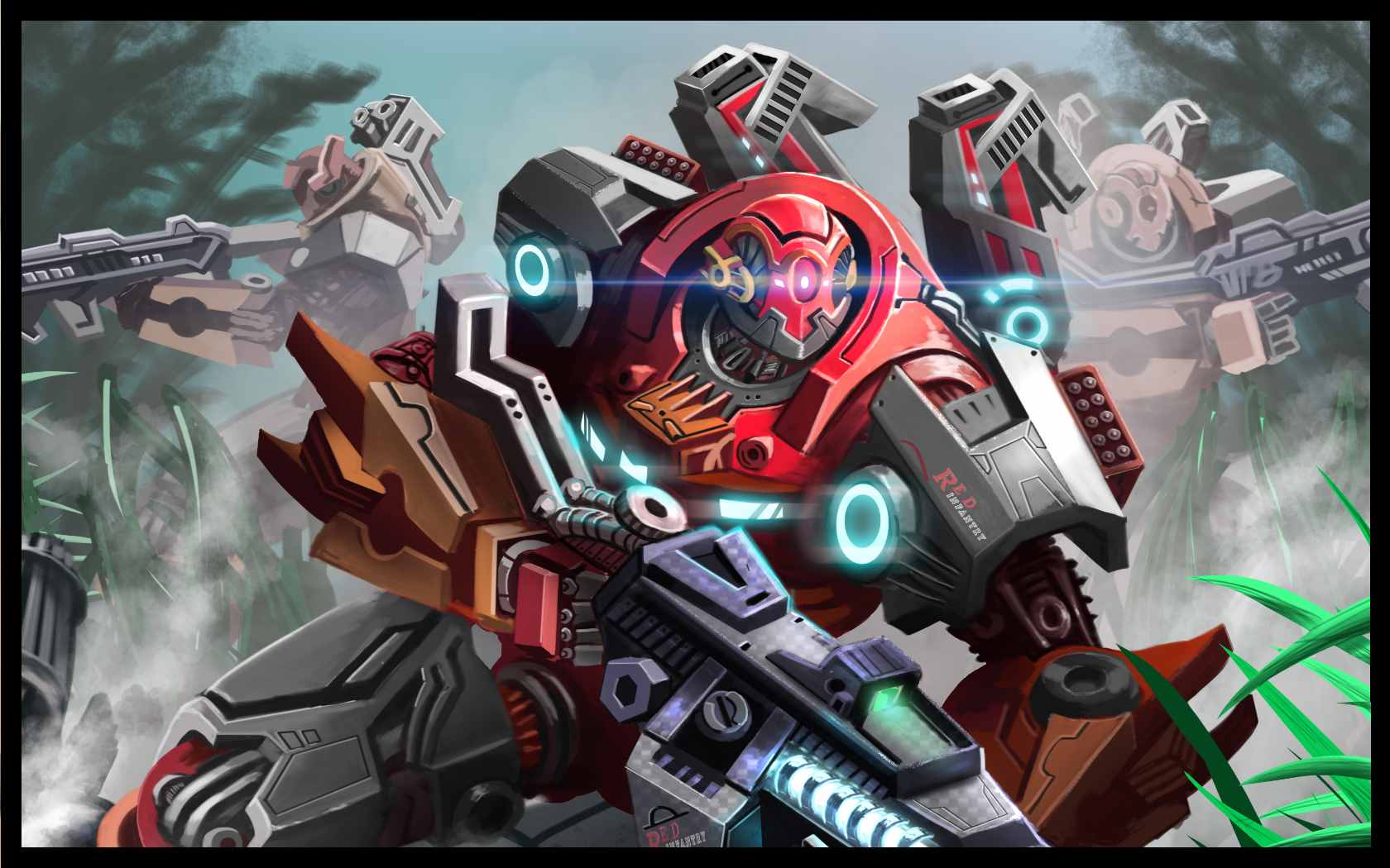 Robotic infantry entering the jungle