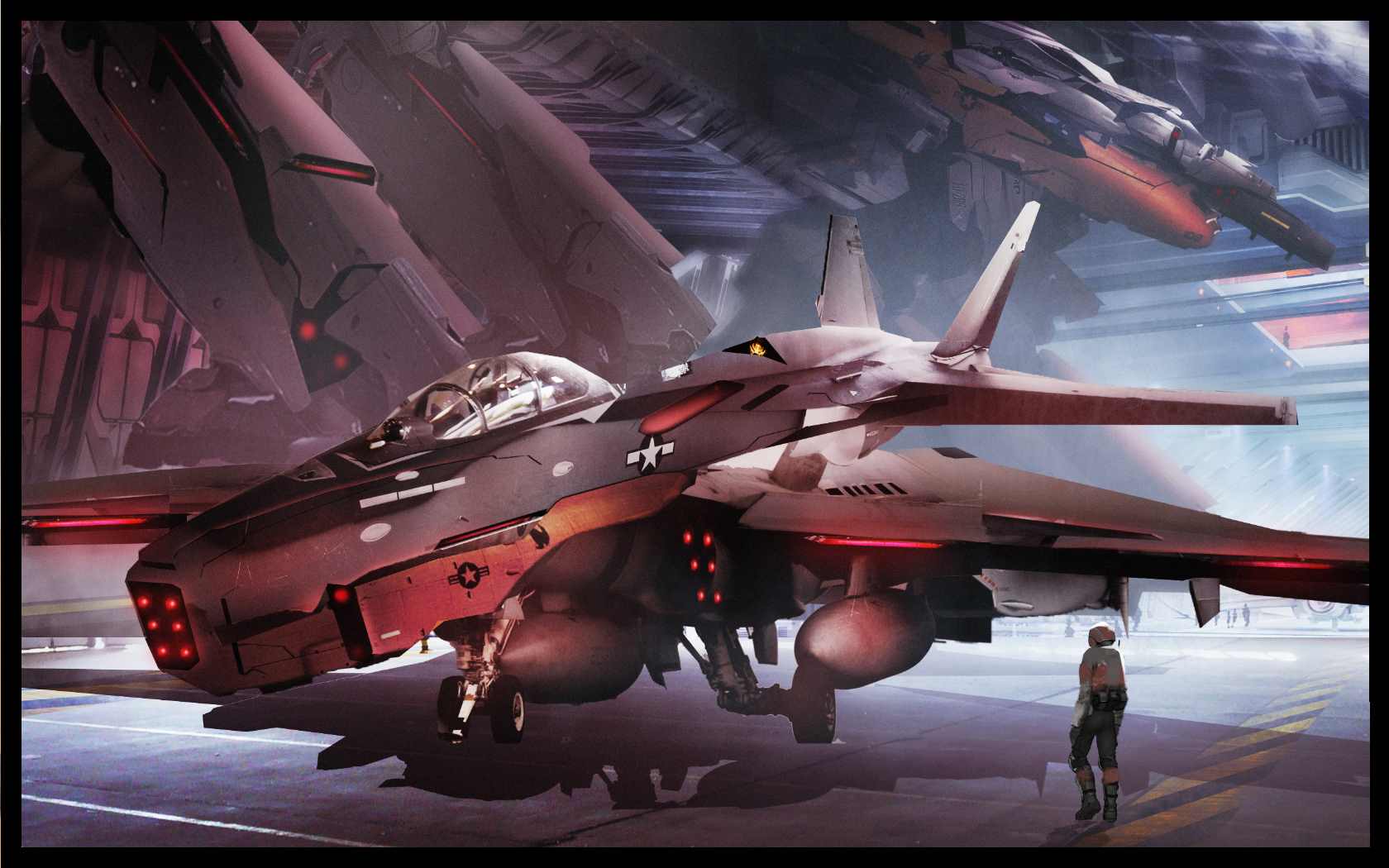 Variable fighter waits in the hanger